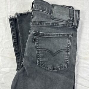 Levi's 724 Jeans Womens 29 High Rise Straight Black Jeans‎ Size 28x29 Raw Hem